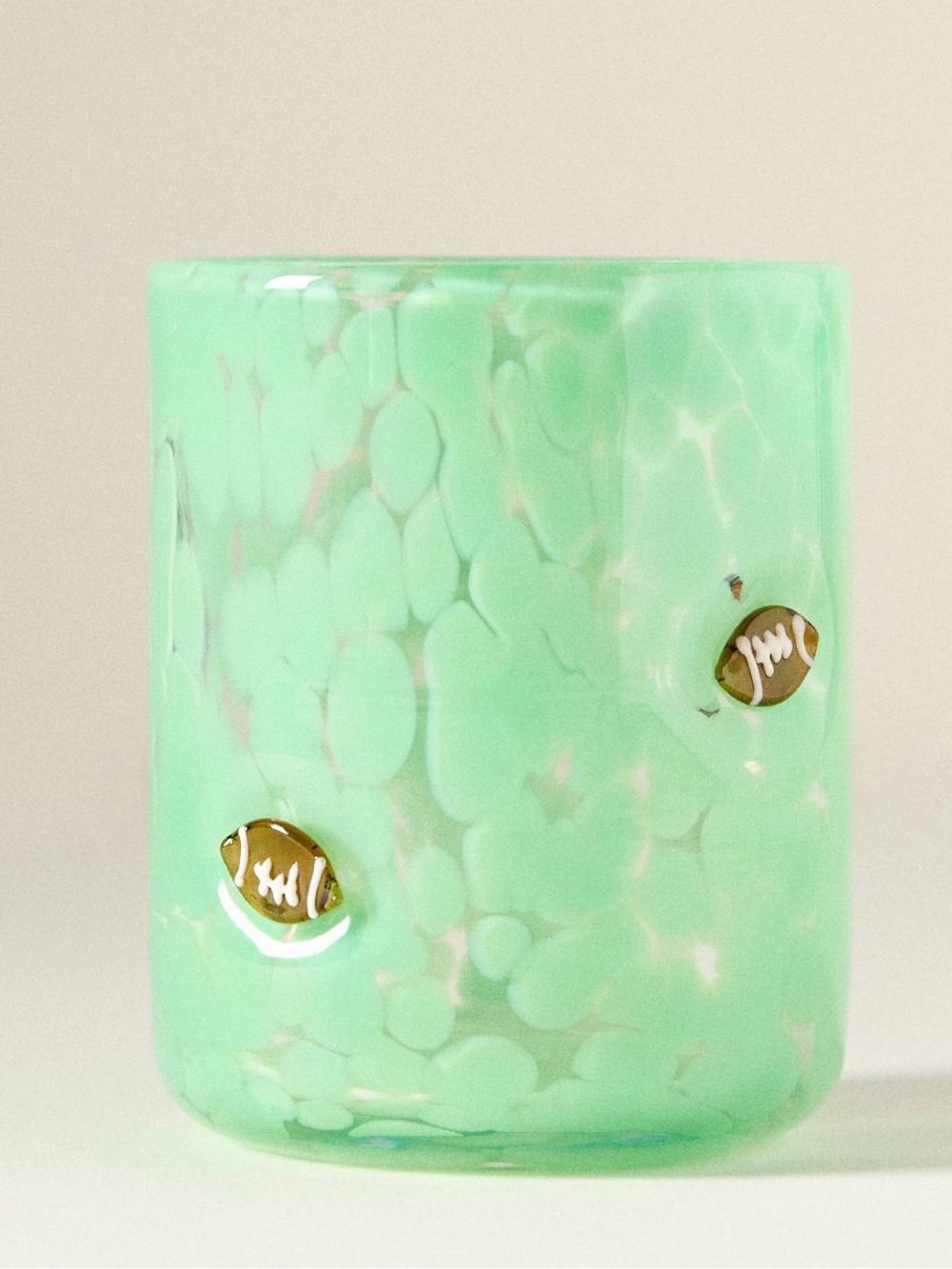 Anthropologie SPORTS ICON JUICE GLASS Football GREEN CONFETTI 17 Oz Festive